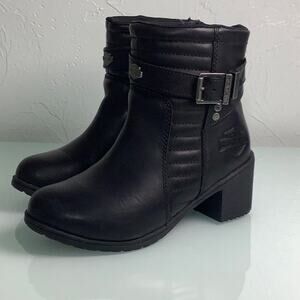 Harley Davidson Saffron 5 inch Black leather zip up boots women size 6.5 M EUC